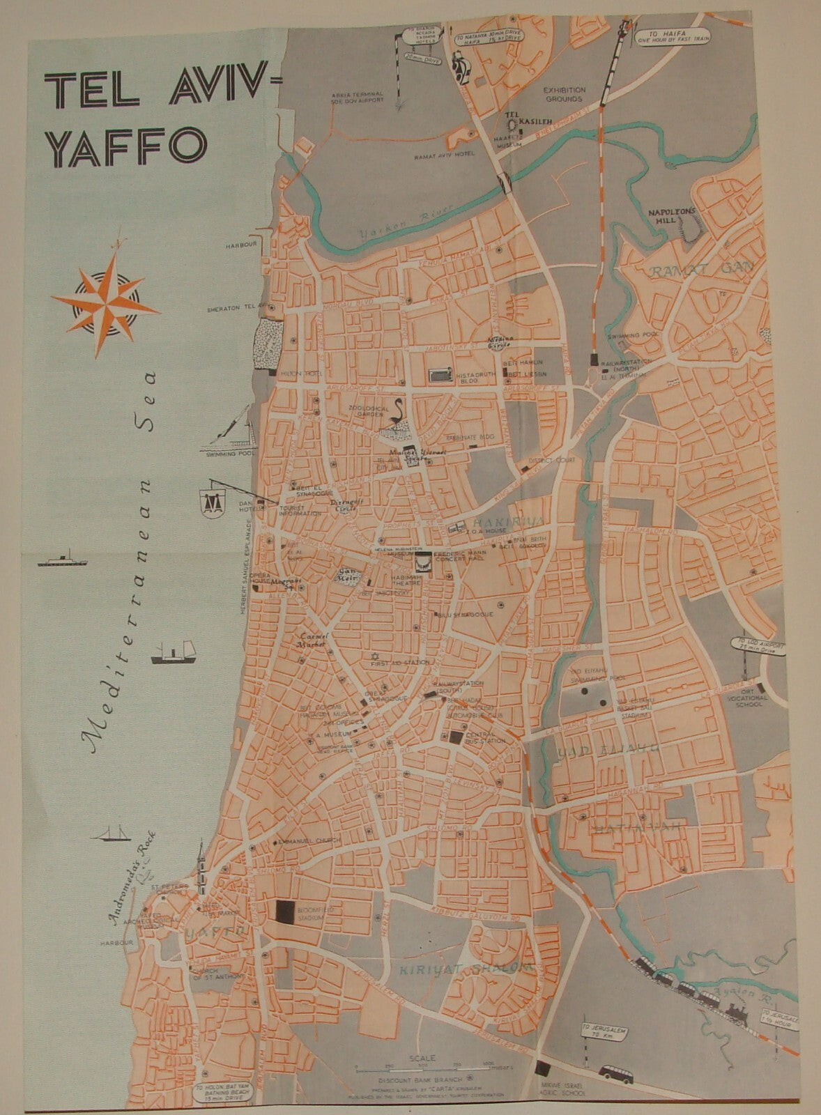 Map Jewish Judaica ISRAEL Israeli TEL AVIV JAFFA Guide