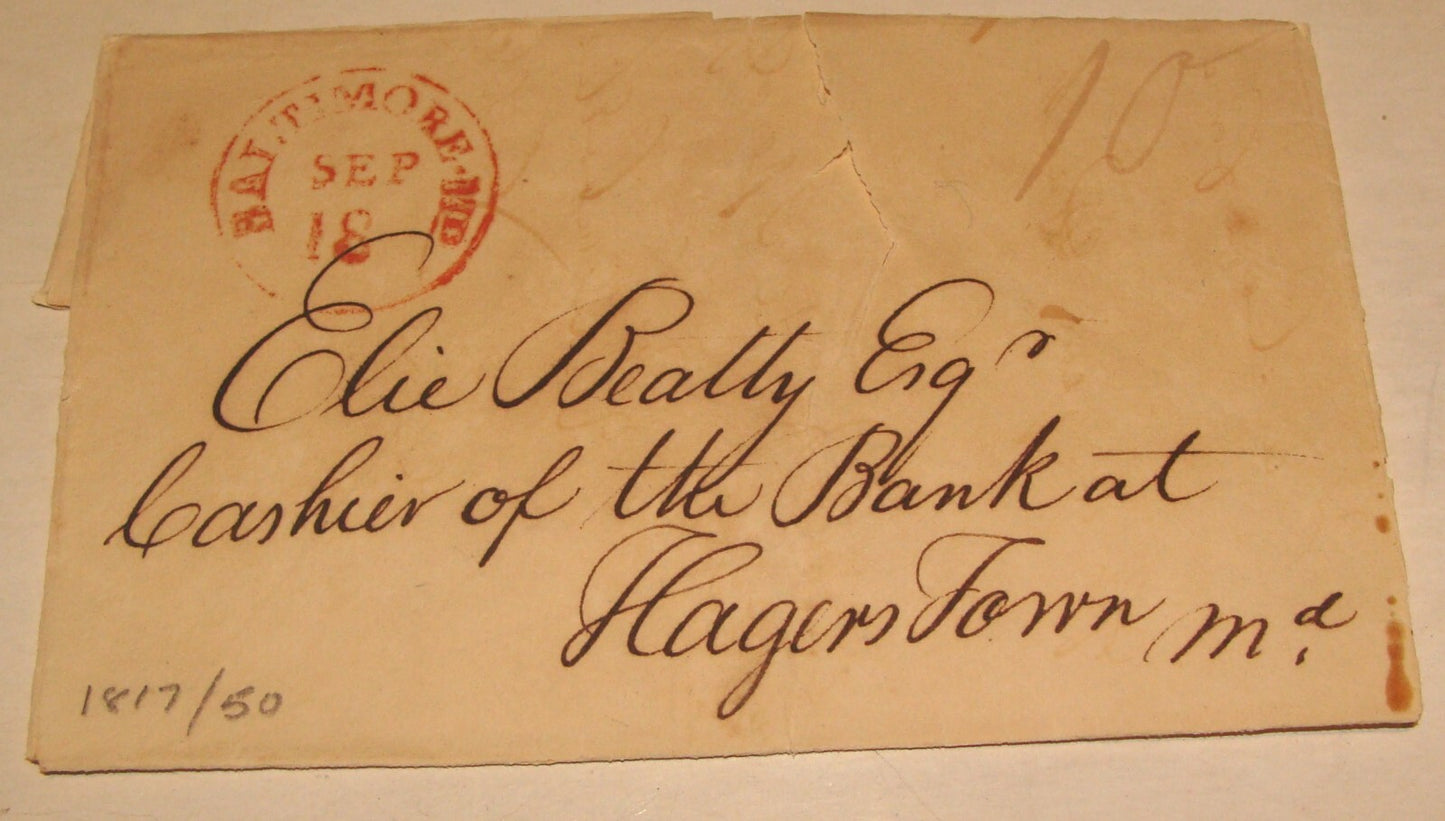 1860s? United States Baltimore Maryland Cover Cachet Stamp