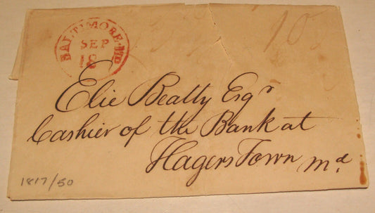 1860s? United States Baltimore Maryland Cover Cachet Stamp