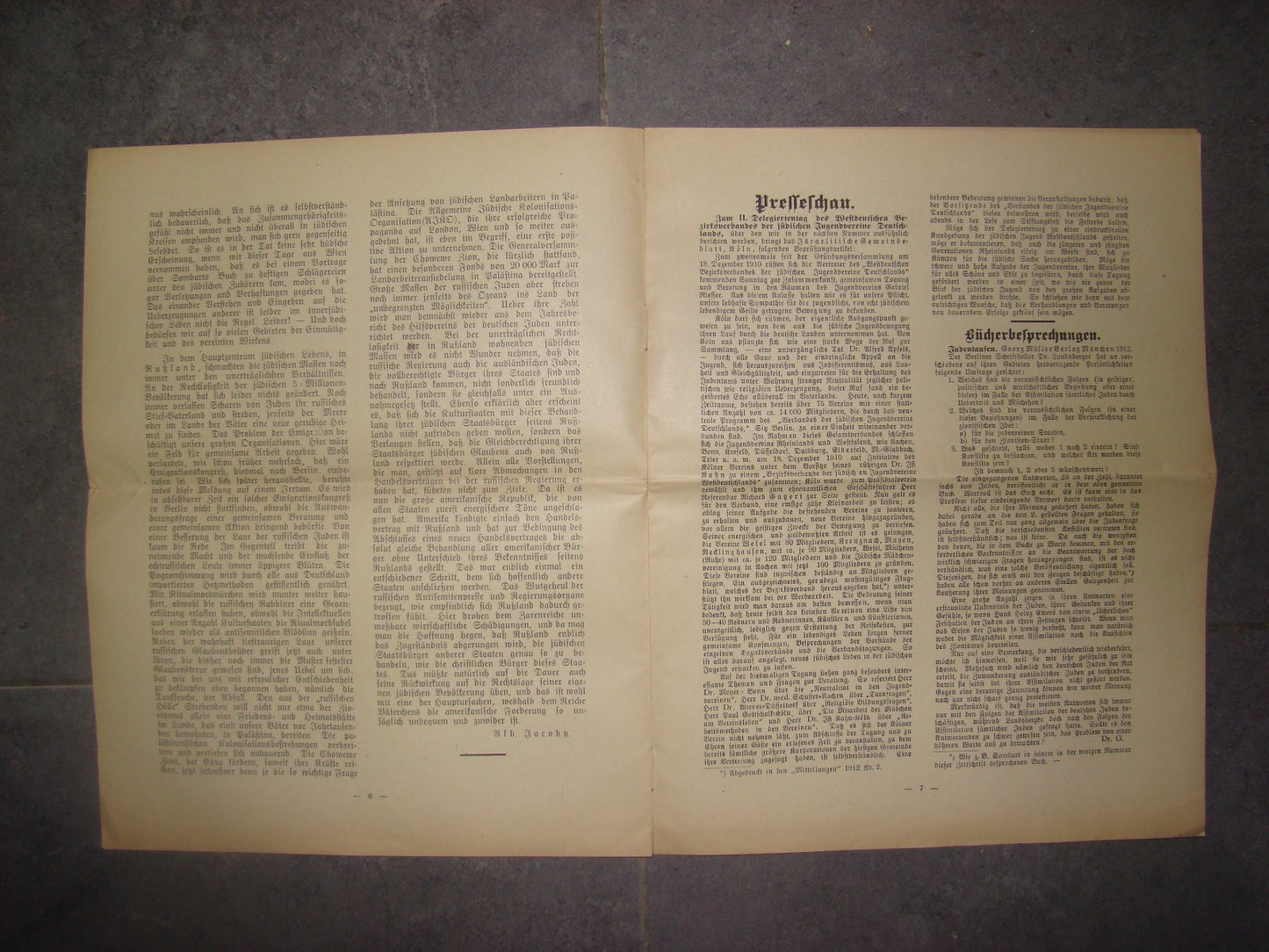 Germany Newspaper Jewish judaica antique 1912 berlin jews youth german zionist