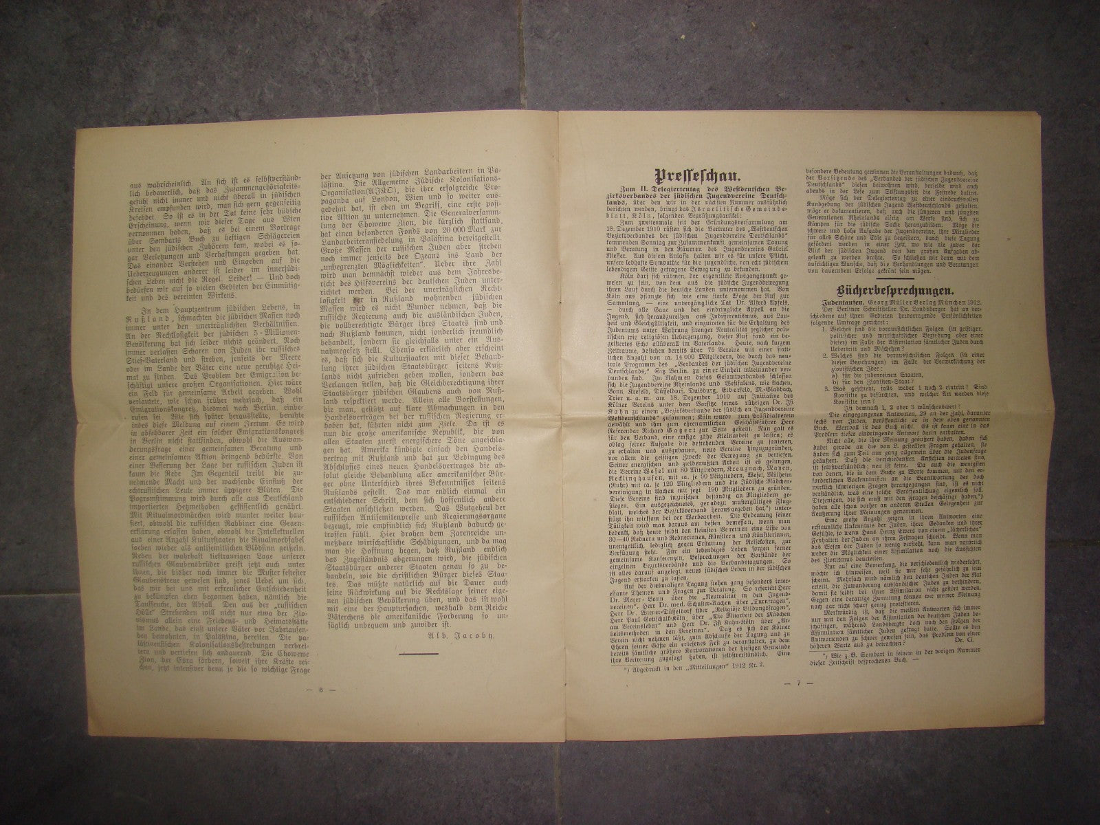 Germany Newspaper Jewish judaica antique 1912 berlin jews youth german zionist