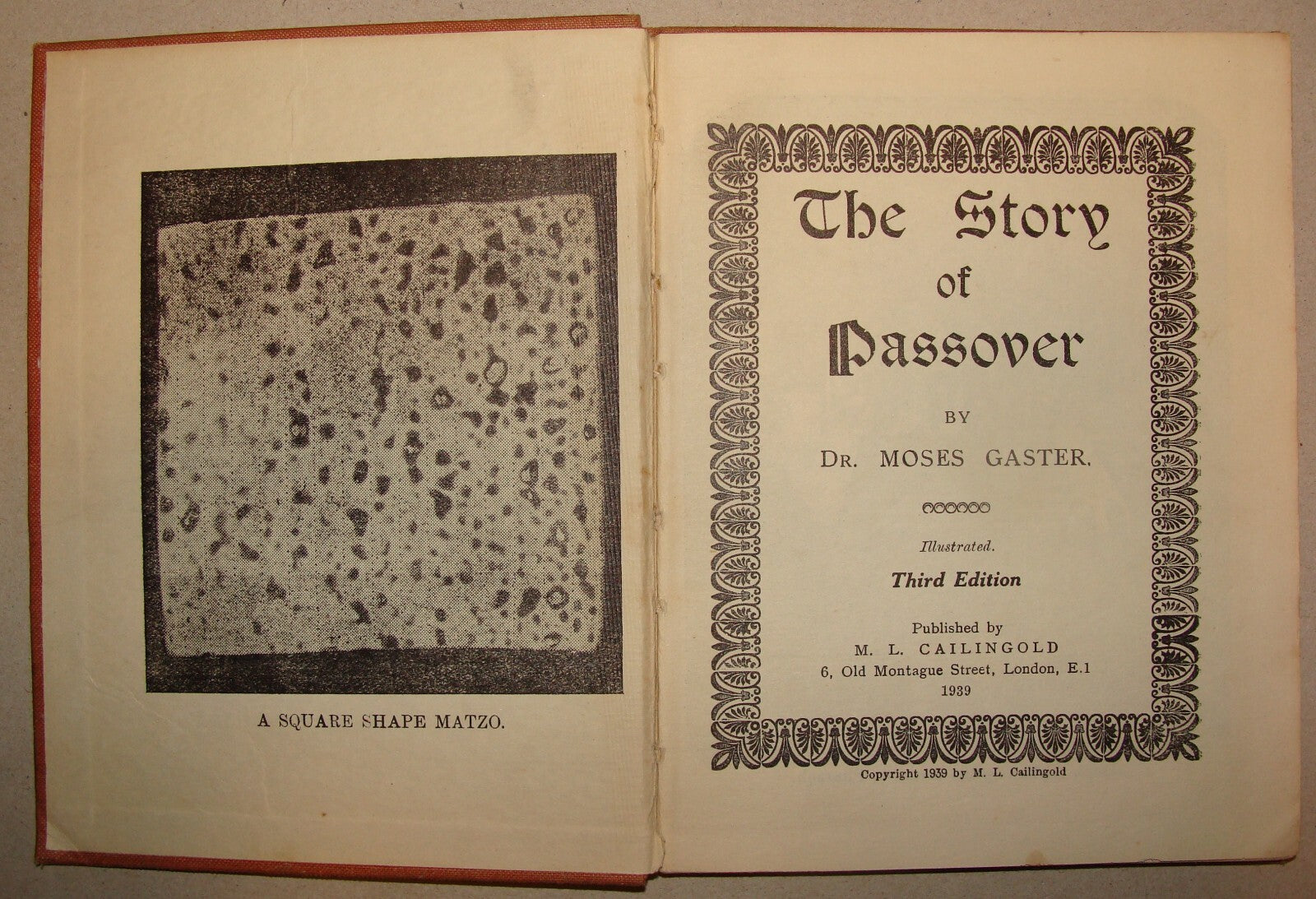 Book Jewish Judaica 1929 THE STORY OF PASSOVER Moses Gaster London