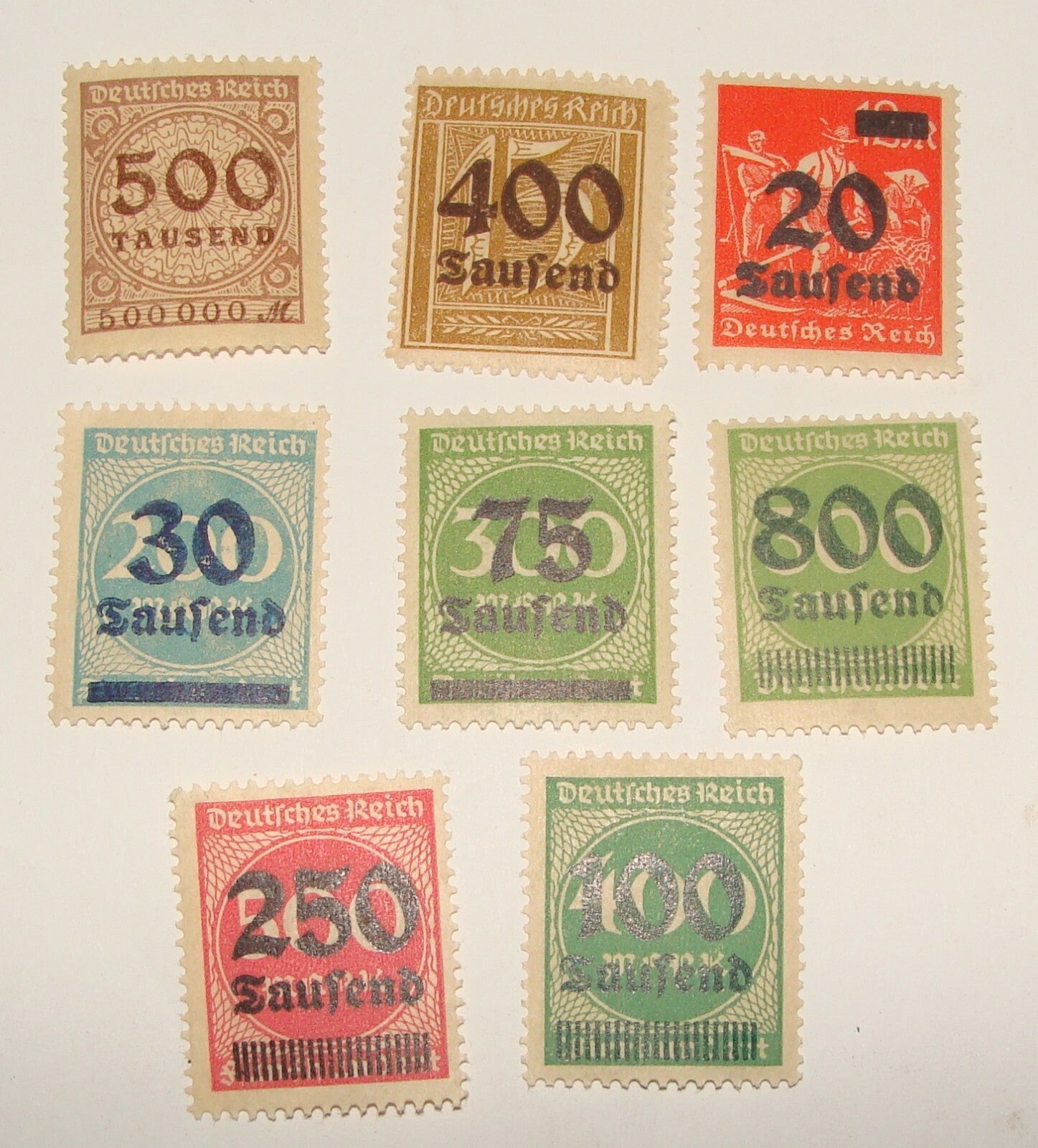 Germany 1923   Deutsches Reich Inflation Stamp Lot x8 MINT