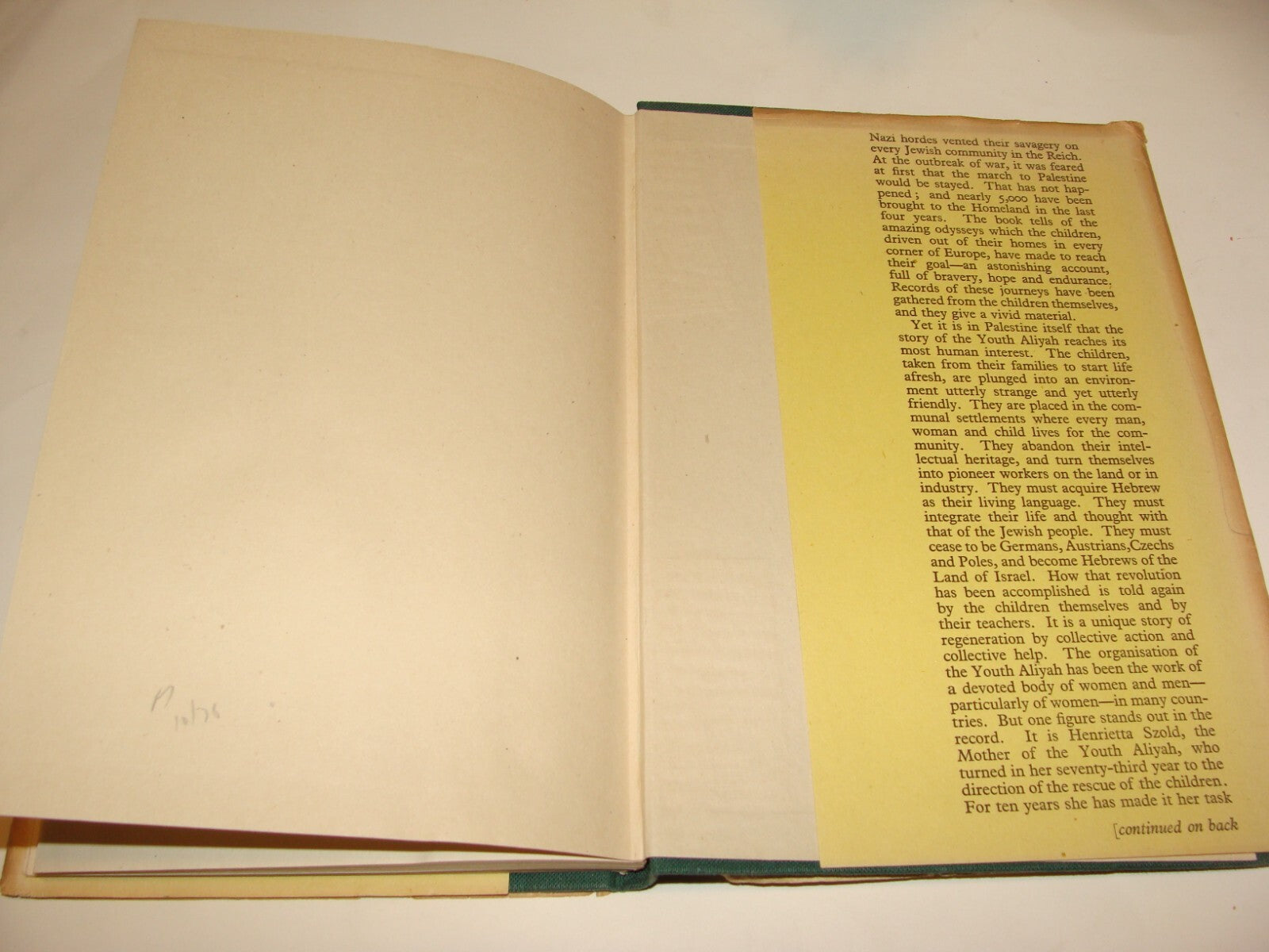 Book Jewish Judaica 1946 UK England London Youth Comes Home Zionist Aliyah