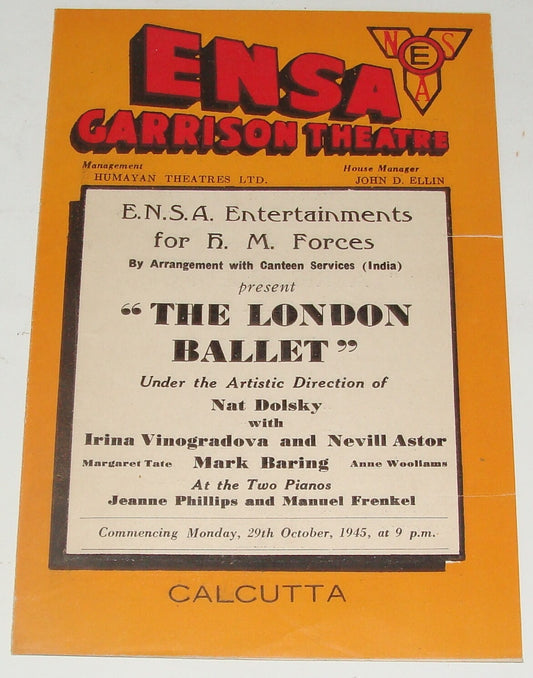 1945 WW2 British Army ENSA Calcutta India Garrison Theatre London Ballet