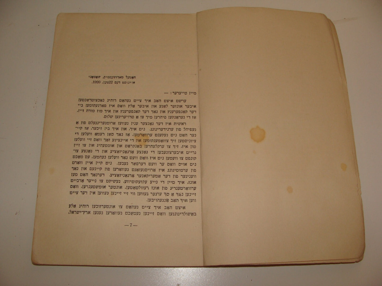 Book Jewish Judaica 1921 Zionist Yiddish Chaim Weizmann Ussishkin Arab Riots