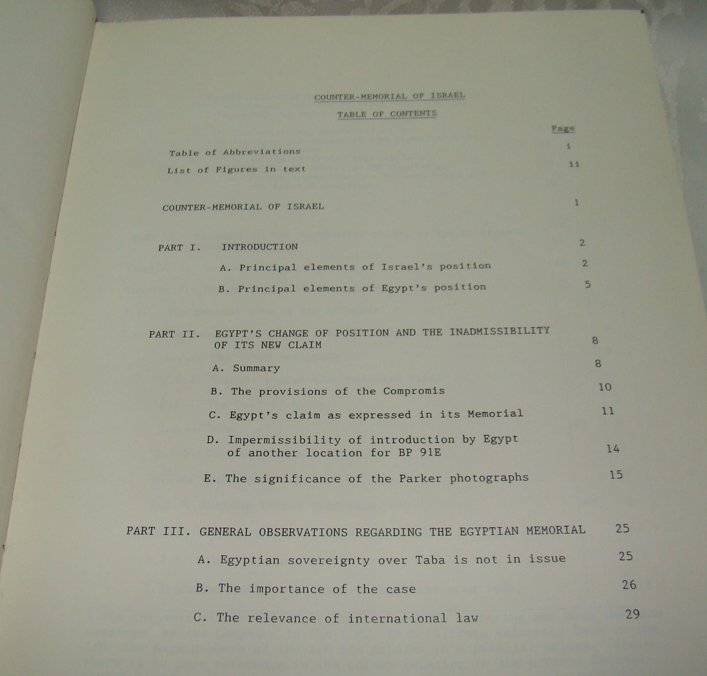 Egypt Israel 1986 Compromise 1986 Arbitration Tribunal Peace Book Palestine Map