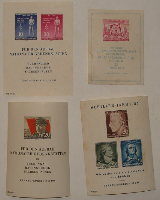 Germany   1954 1955 DDR Schiller Sheet Buchenwald x4
