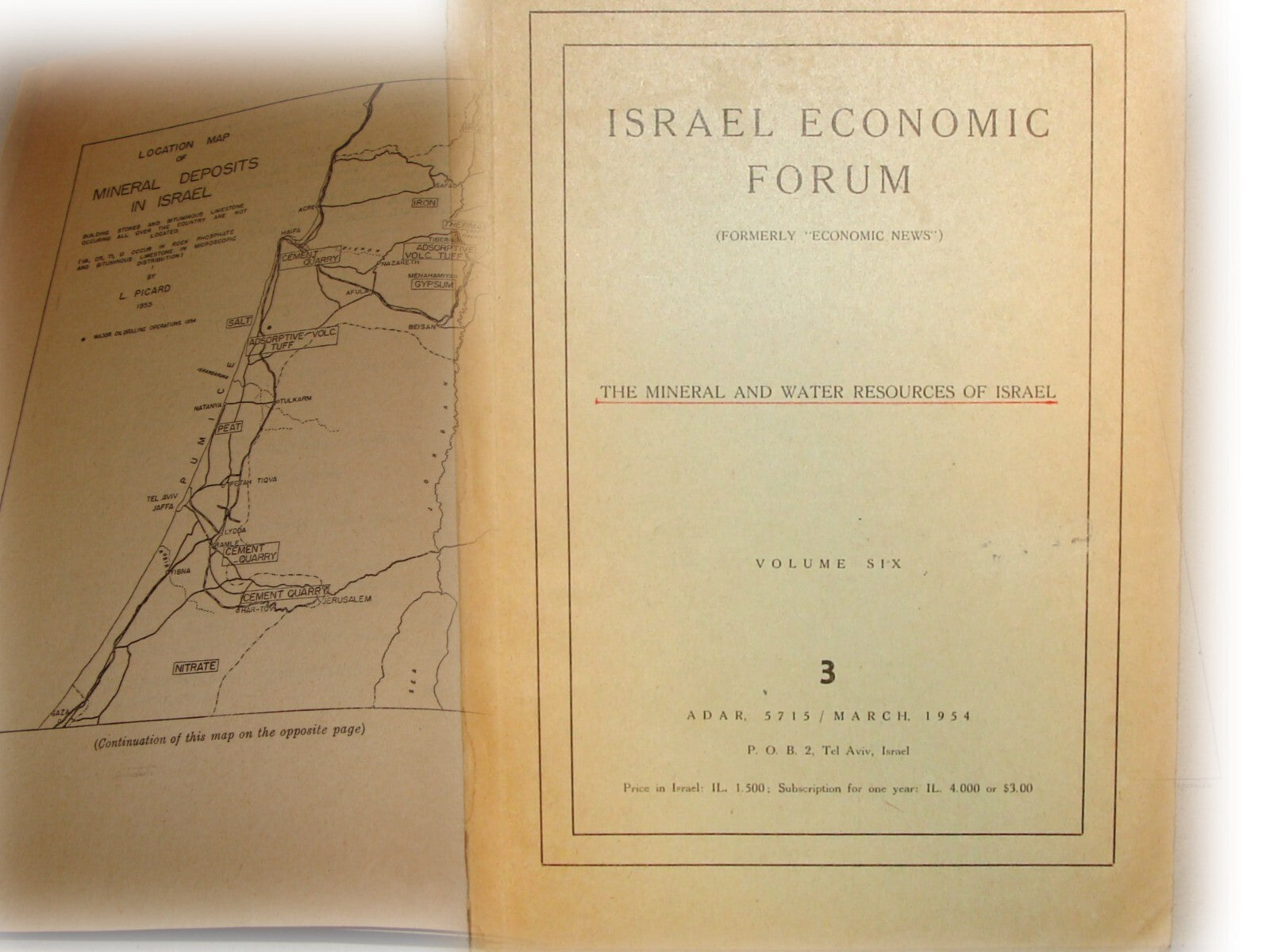 Bulletin Israel 1954 ECONOMIC FORUM Industry Mineral Water Gas Oil Map