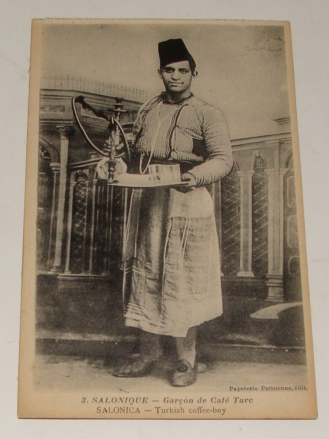 Photo Jewish Card Judaica Greece Greek Salonique Turkish Coffee Boy Jews
