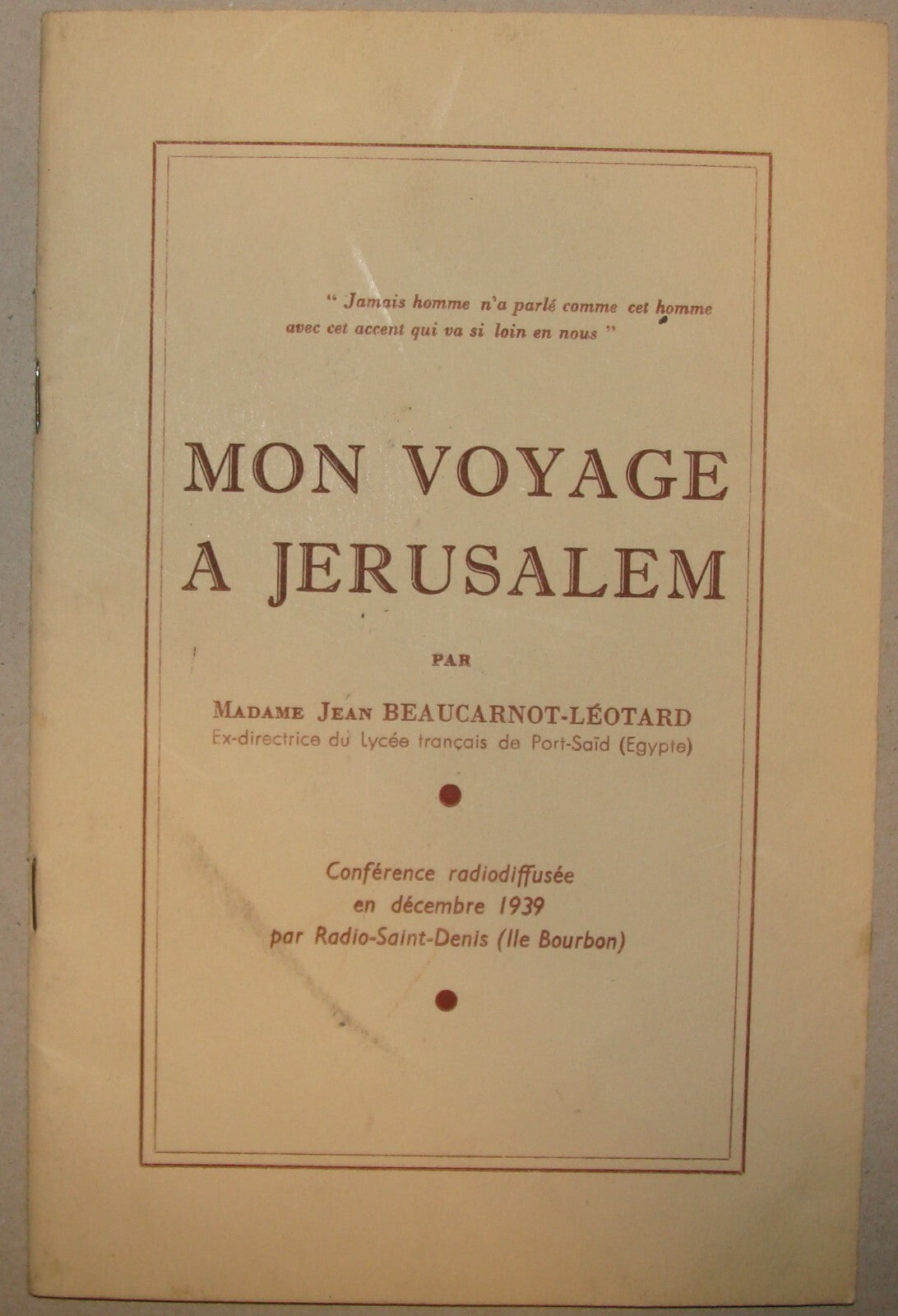Book Palestine 1939 Mon voyage A Jerusalem French France Israel Trip Travel