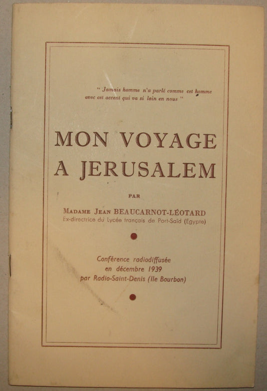 Book Palestine 1939 Mon voyage A Jerusalem French France Israel Trip Travel