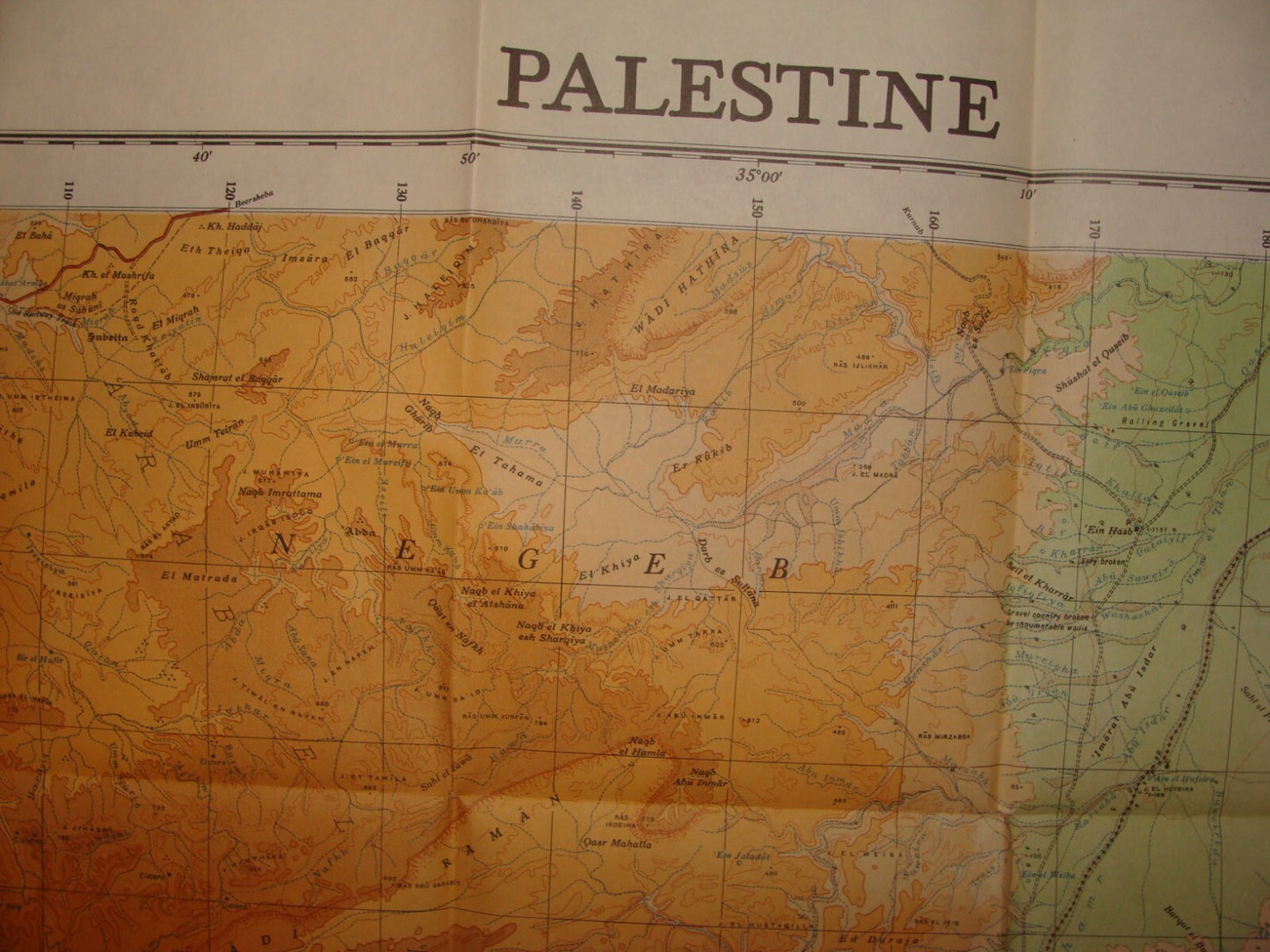 1946 Palestine Israel South NEGEV Map Egypt Sinai Trans Jordan