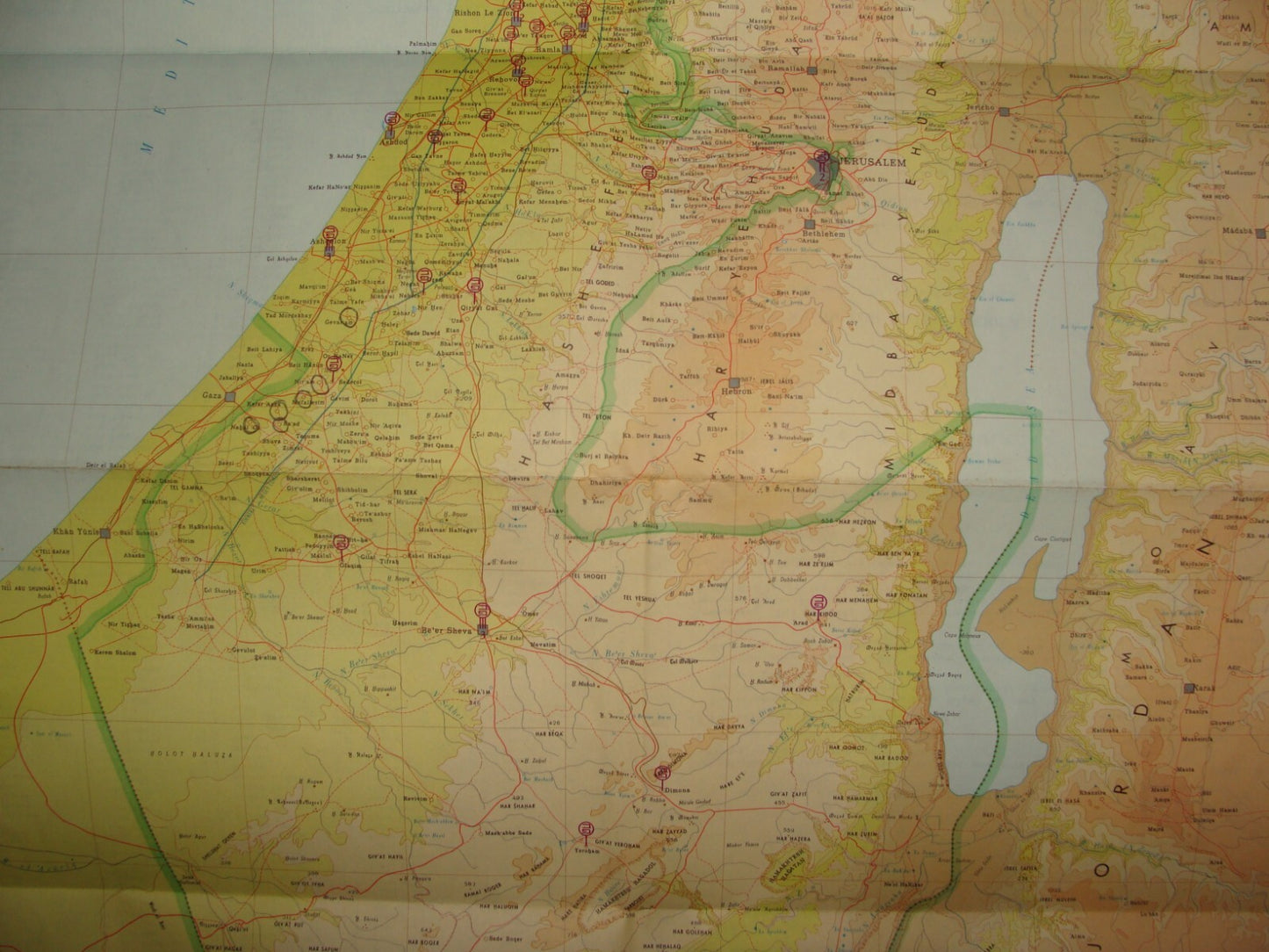 Map Israel 1966 Pre Six Day War Bank HaPoalim