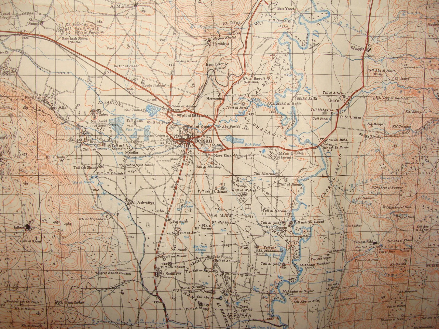 Map Palestine 1944 Israel Nazareth Beit Shean Arab Beisan Jenin Afula Samakh