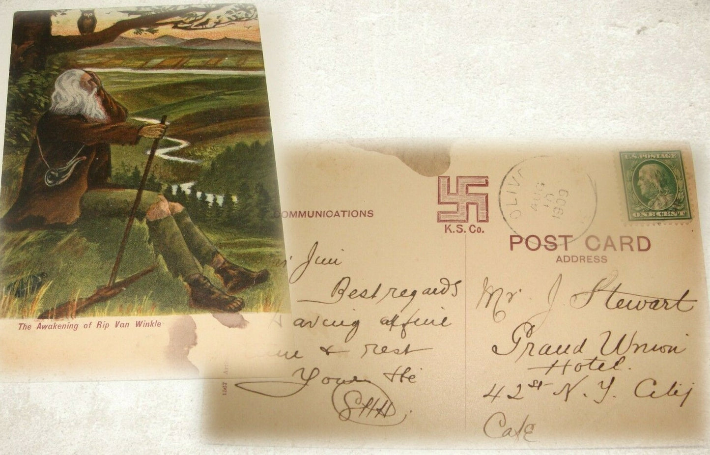 Germany 1900s Awakening of Rip Van Winkle Postcard Kingston Souvenir   US Stamp