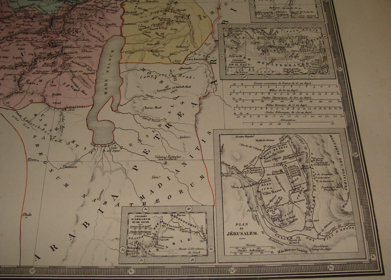 Map Palestine ANTIQUE c. 1875 Roman Holy Land Andre Brue