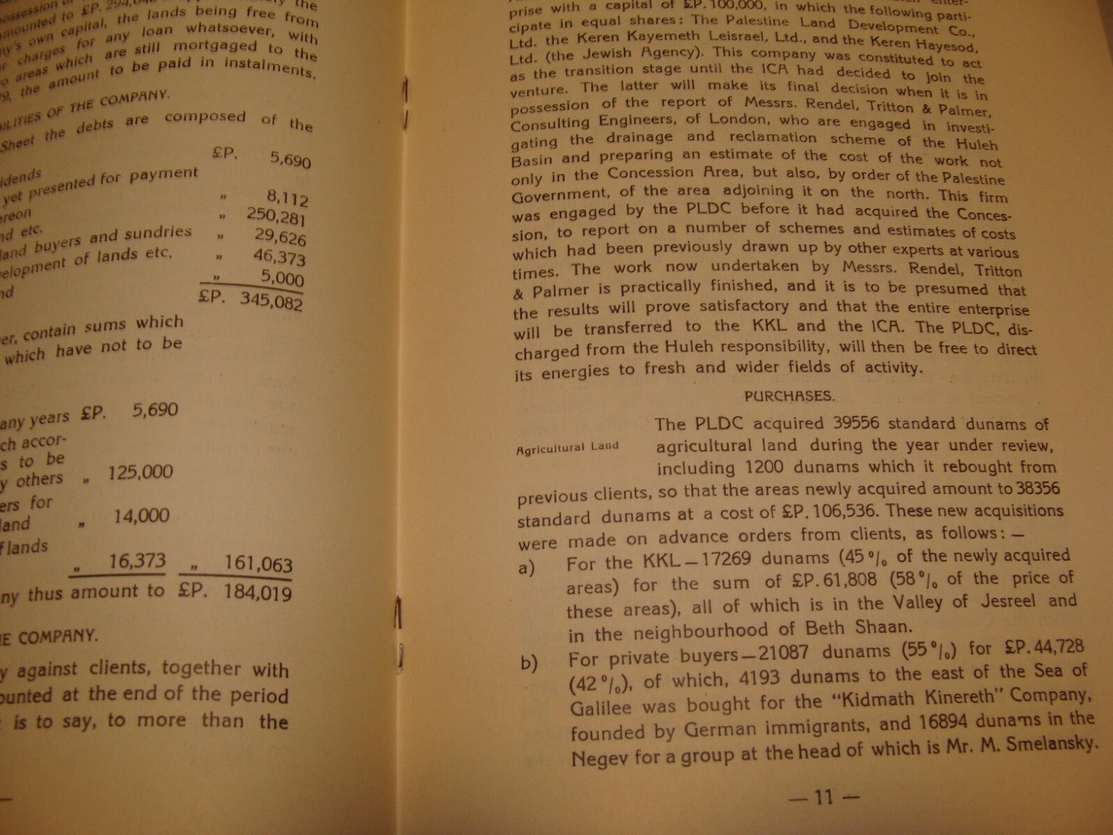 Report Palestine 1935 Israel Land Development Company London Jerusalem Zionist