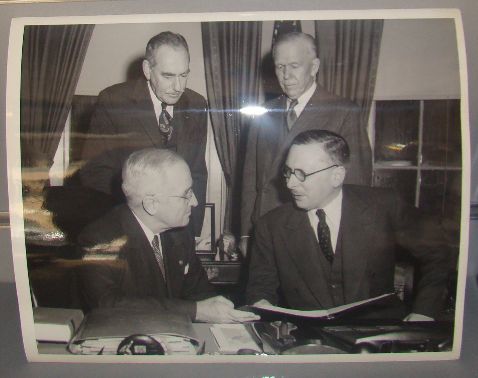 vintage Press photo white house 1945 president USA Harry Truman France Pleven