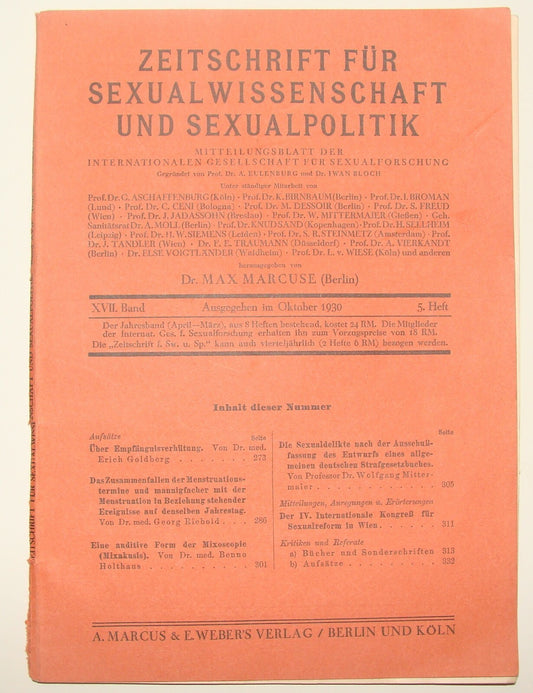 Germany Pol Magazine Jewish 1930 German   Max Marcuse Sexual Political