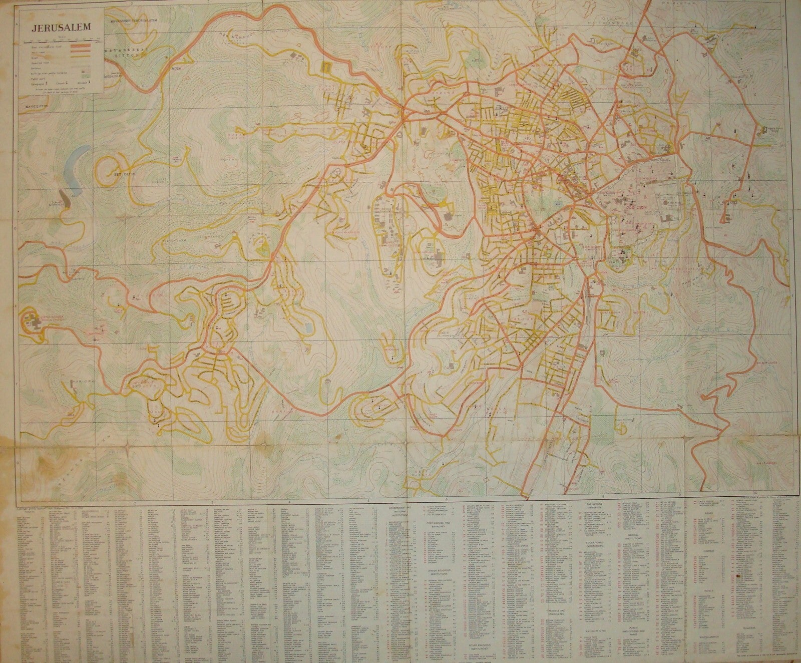 Jewish Israel Israeli JERUSALEM 1968 Post Six Day War Map LARGE 66x76 cm