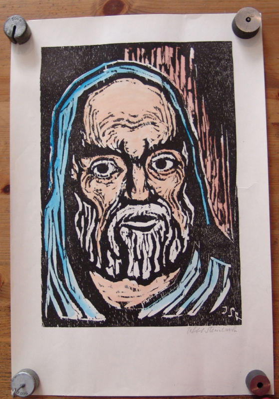 Jewish Judaica Woodcut Jacob Steinhardt signed portrait