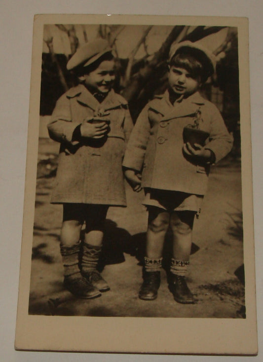 Photo Palestine Card Jewish 1930s Israel Zionist Kids Children Tree Plant