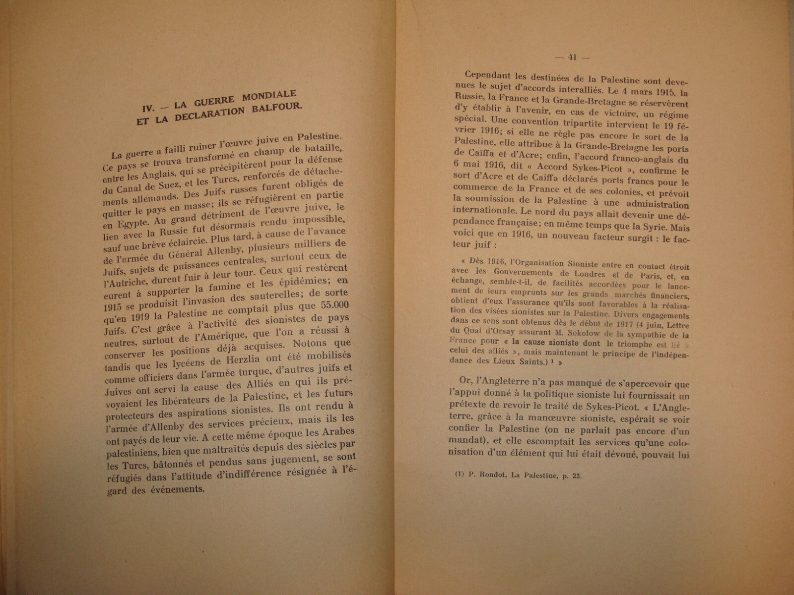 Book Jewish 1937 French France Palestine Israel Colonisation Zionism British Era