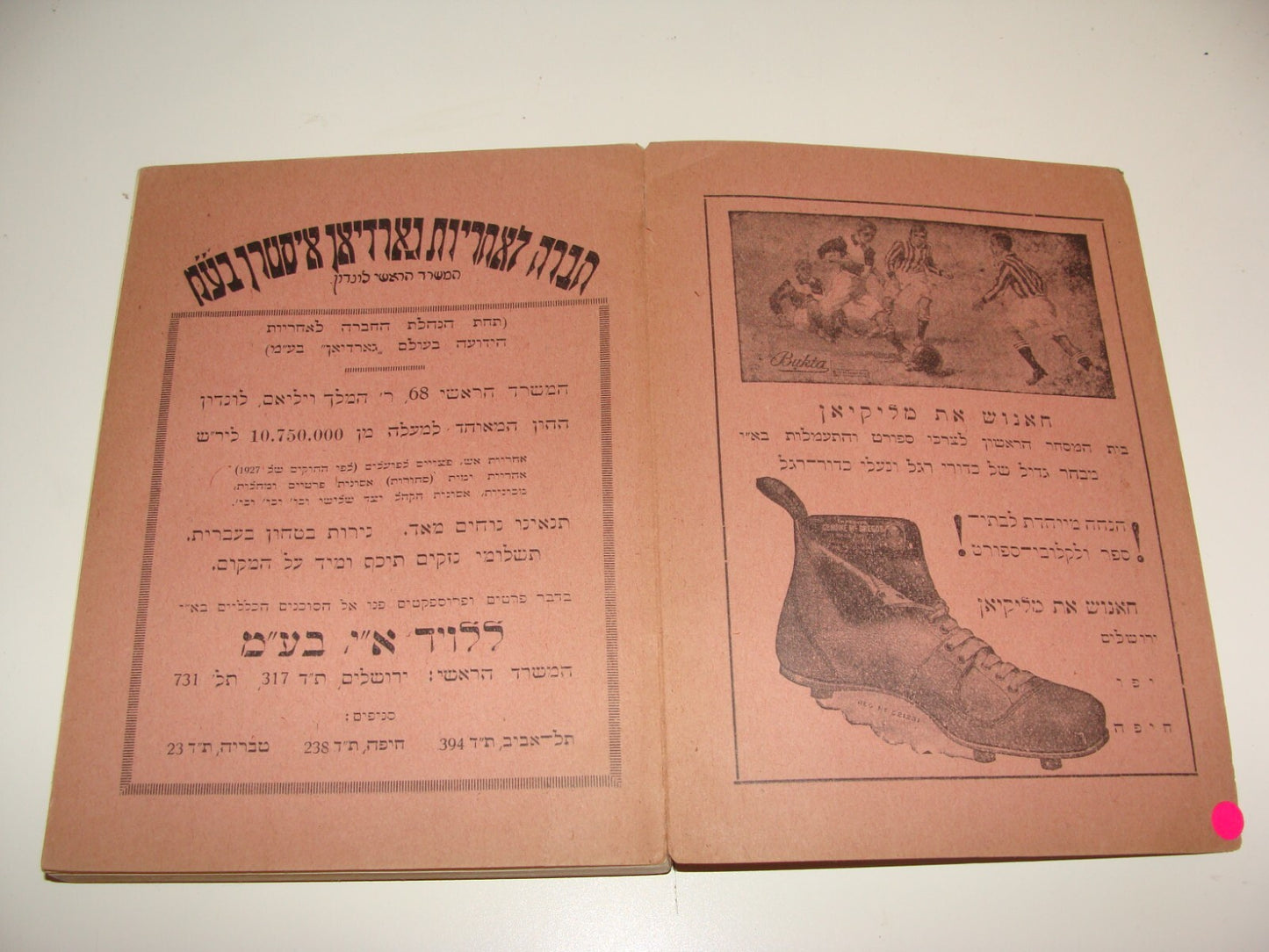 Book Jewish Judaica Palestine Israel Calendar x2 Hebrew Zionist 1928\36 Art Map