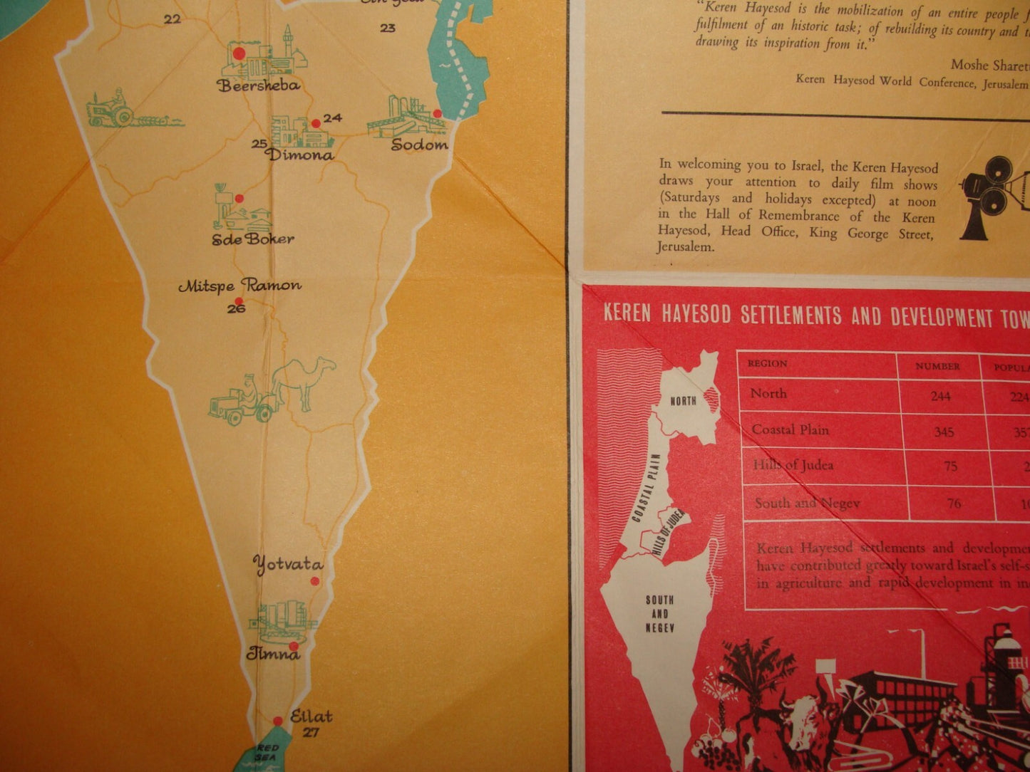 Jewish Judaica Israel Keren Hayesod Zionist Map Guide Information Pre 1967 War
