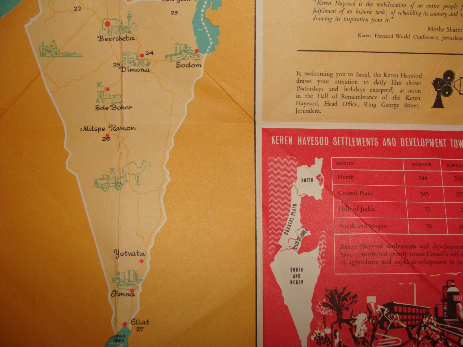 Jewish Judaica Israel Keren Hayesod Zionist Map Guide Information Pre 1967 War