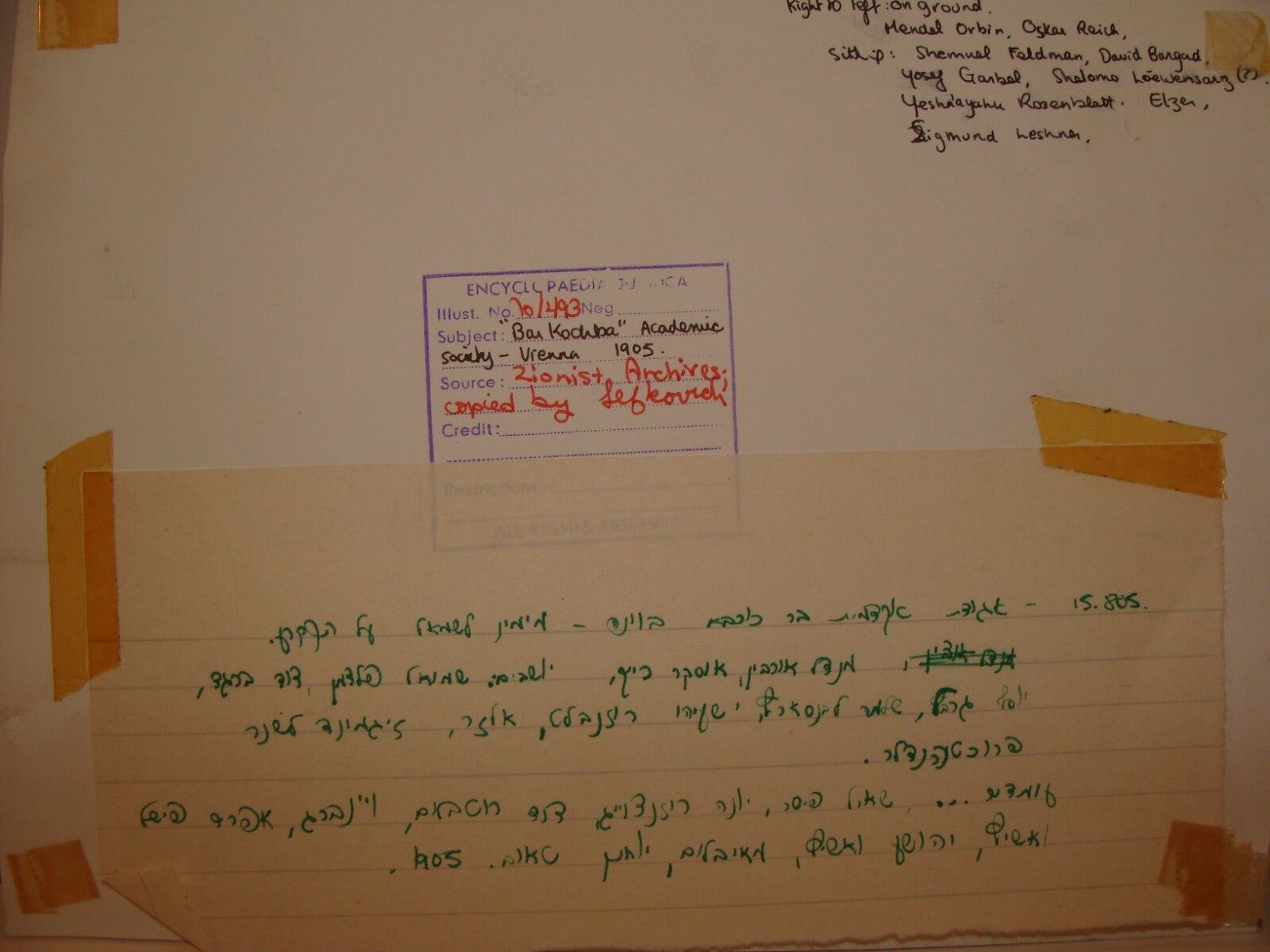 Photo Print, 1905 Jewish Judaica Austria Vienna Bar Kochba Zionist Society