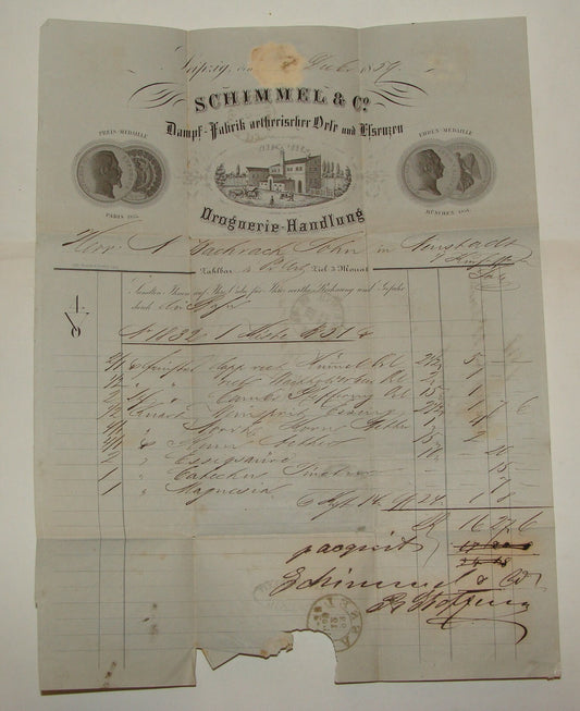 Germany 1859 Leipzig SCHIMMEL & Co Letter Steam Factory Company Stamp