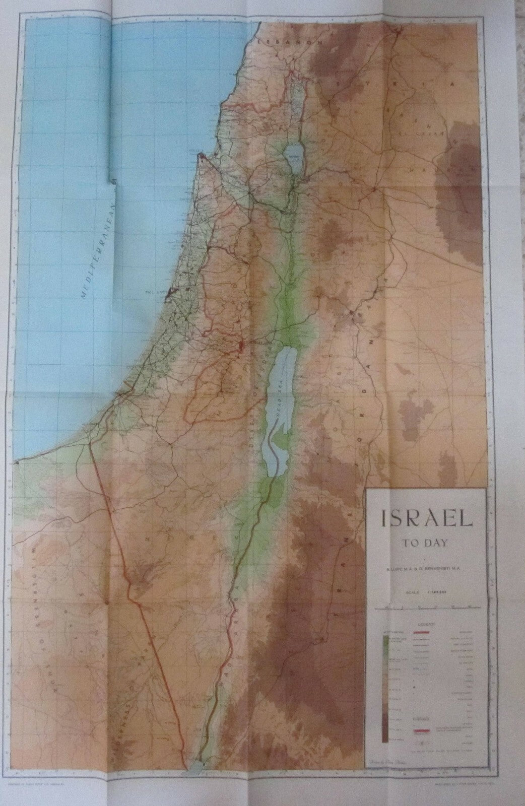 Map Jewish RARE 1952 ISRAEL An Up To Date of The Holy Land Hebrew Settlements