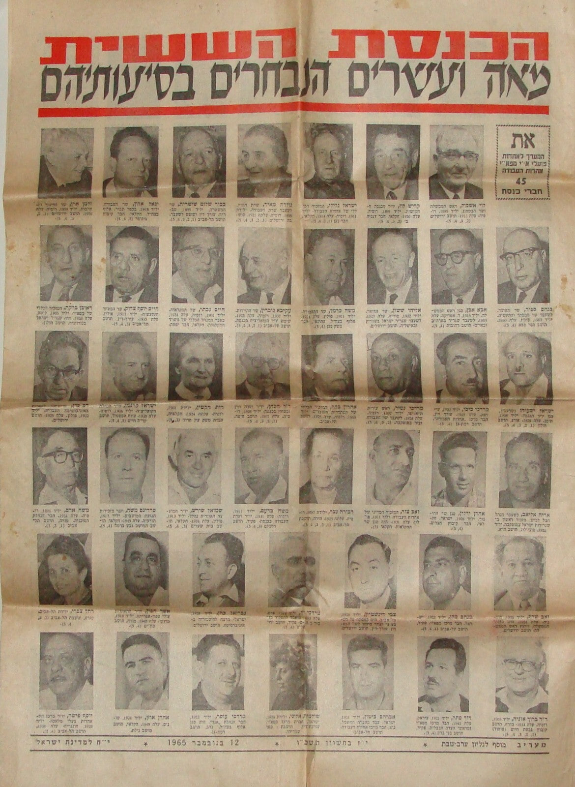 Pol Newspaper Jewish Israel Israeli Hebrew Elections 1965 Government Political
