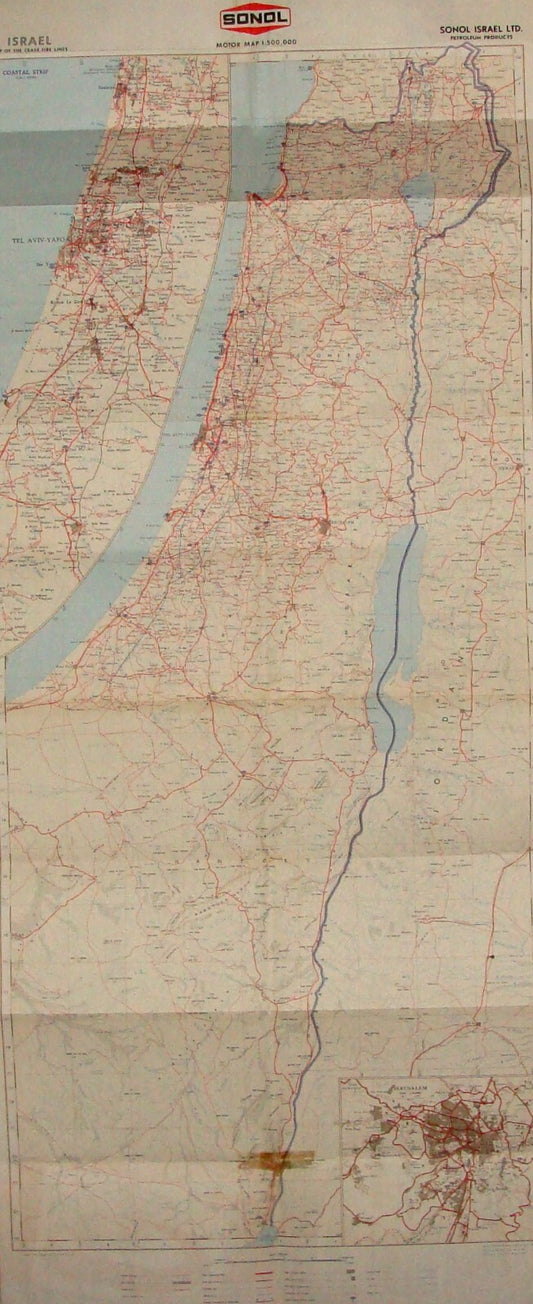 ISRAEL 1962 Motor Map Sonol Gas Oil Petroleum Company