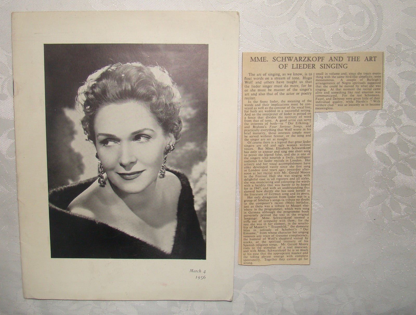 Elisabeth Schwarzkpof 1956 Program Opera Classical Concert Royal Festival Hall