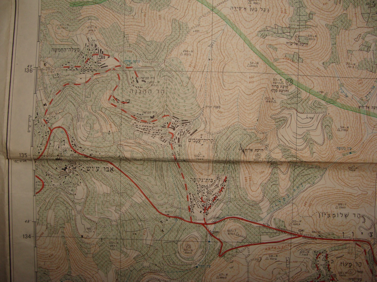 Map Israel Jerusalem EIN KAREM Area Hebrew 1964 Pre Six Day War Arab Settlements