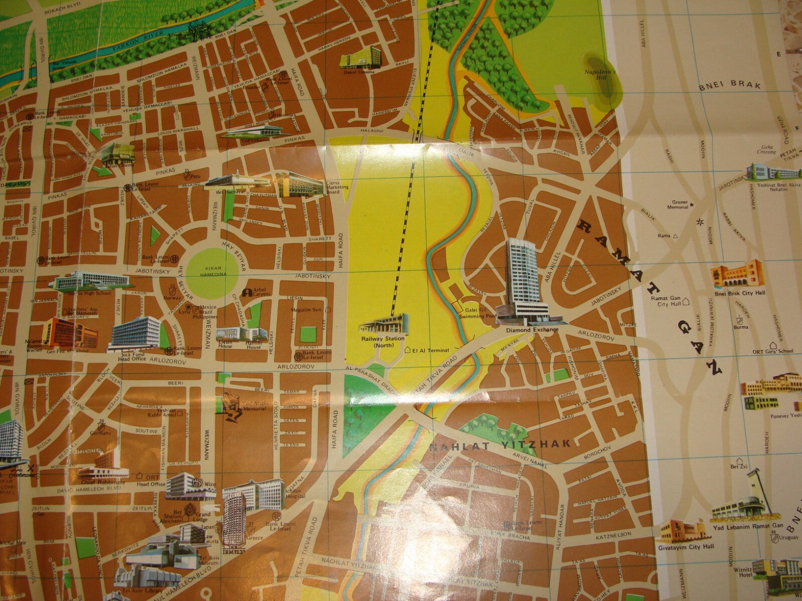 Jewish Judaica Israel TEL AVIV Pictorial Map 1980 Guide