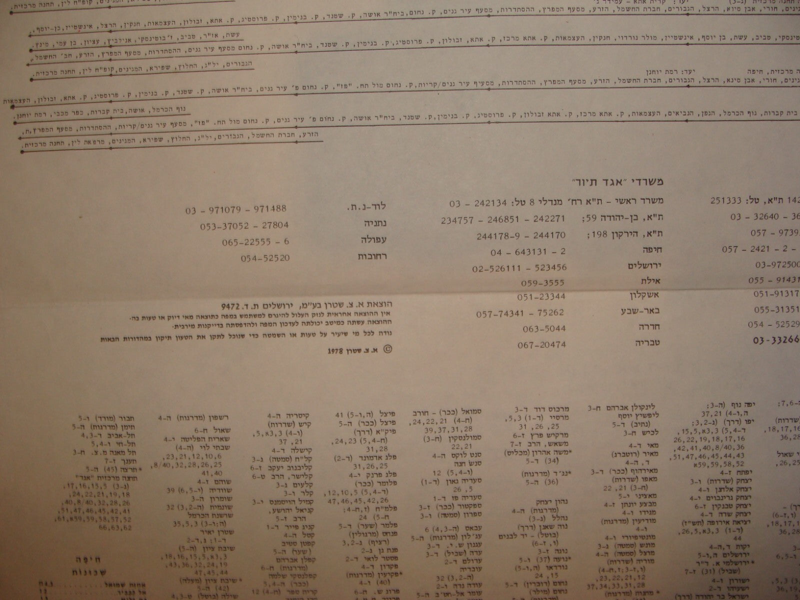 Map Jewish Judaica ISRAEL HAIFA EGGED Bus Company Transport Hebrew 1978