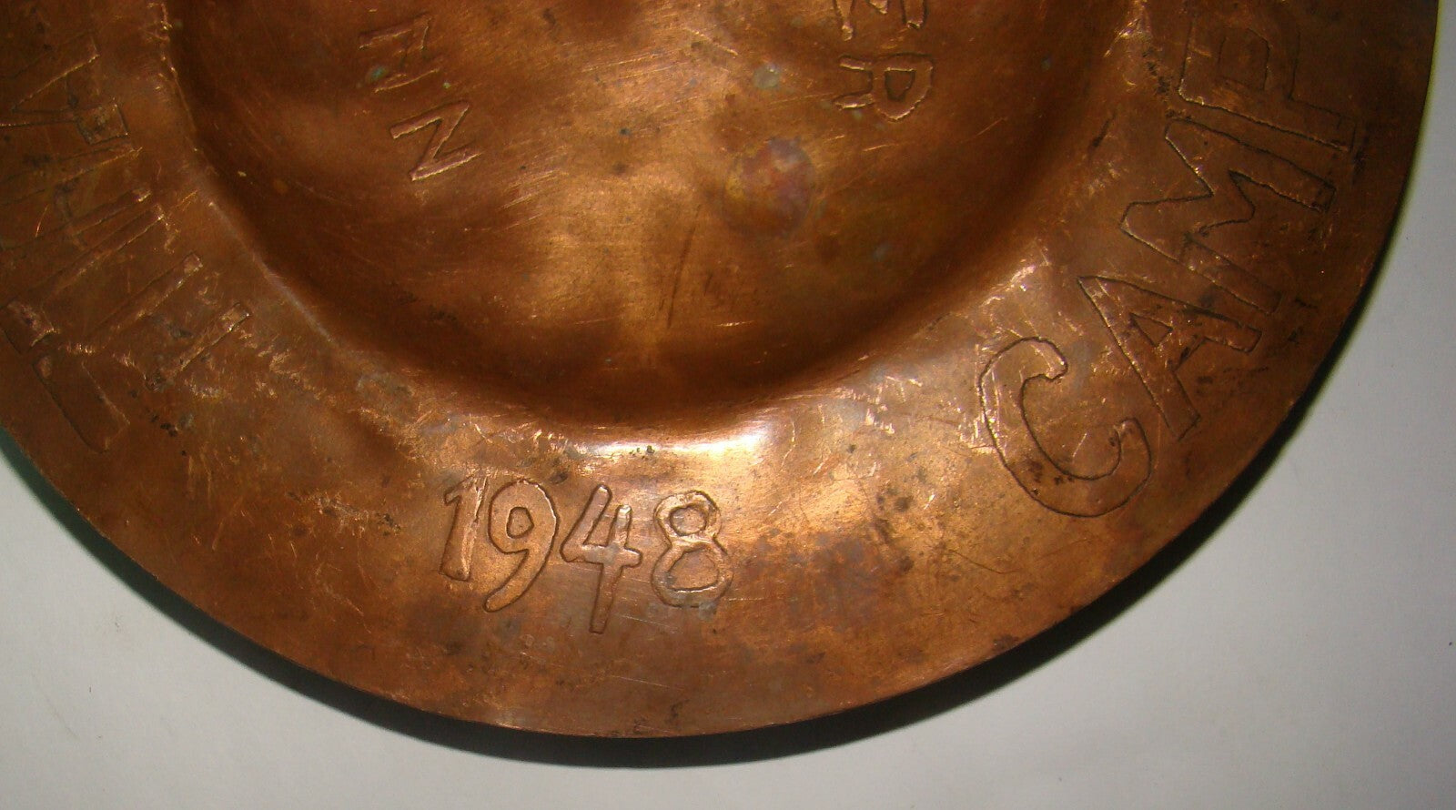 Jewish Judaica 1948 USA American Cooper Inn Summer Camp Achva Copper Plate