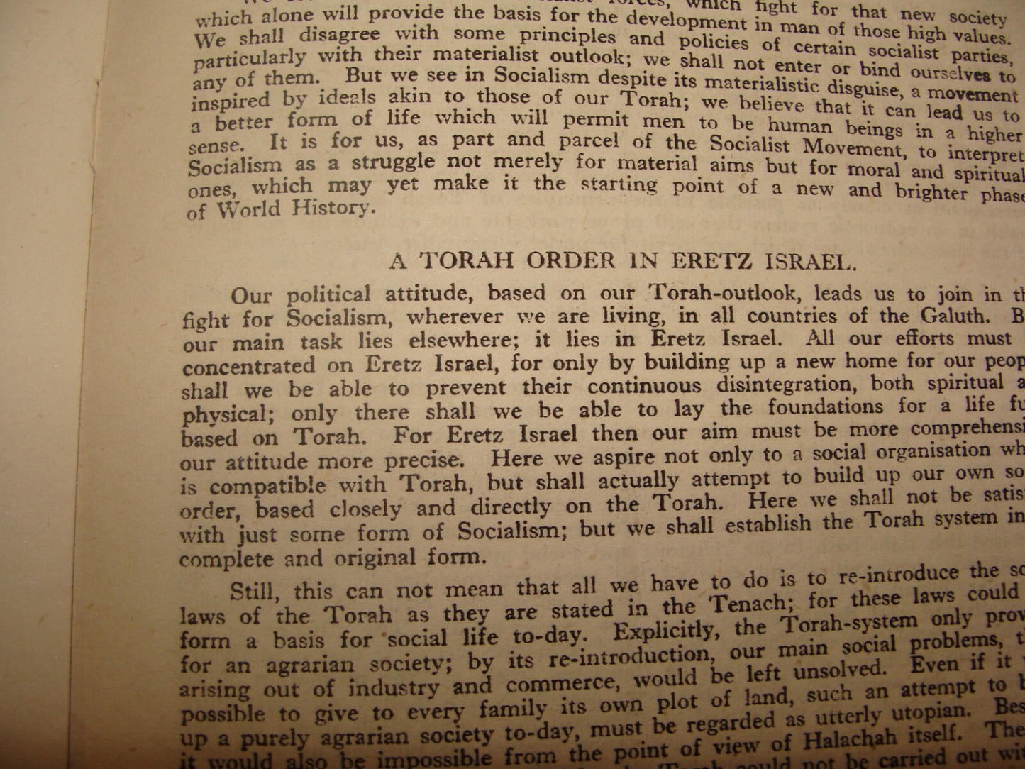 Jewish Judaica 1944 TORAH AND SOCIAL ORDER Rabbi Heinemann Zionist London Youth