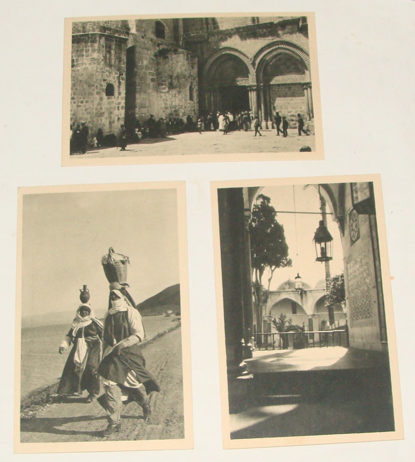 Photo Palestine Card 1920s Tiberias Acre Jerusalem x3 Postcard Luciano Morpurgo