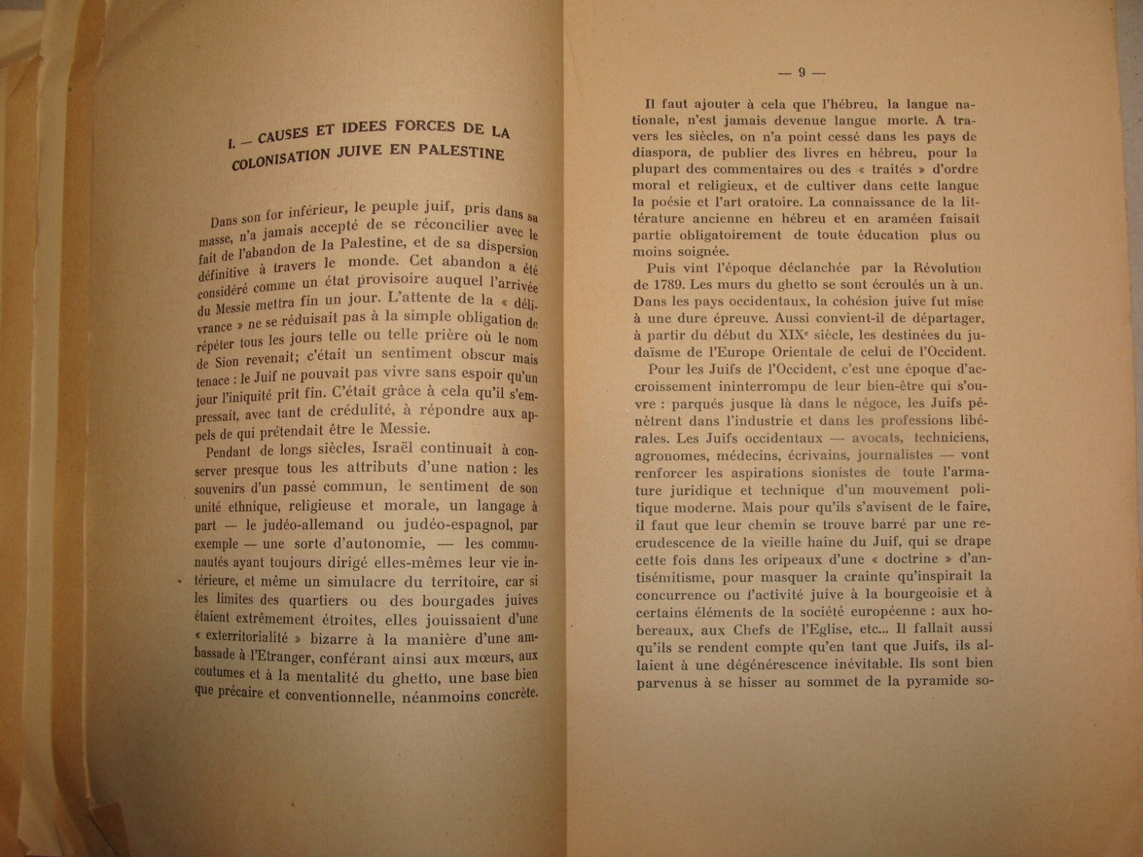 Book Jewish 1937 French France Palestine Israel Colonisation Zionism British Era