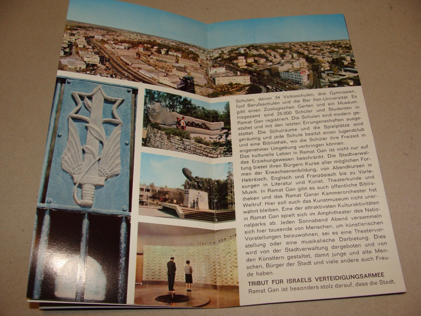 Photo Jewish Judaica 1960s-70s Israel Israeli RAMAT GAN German Guide Brochure