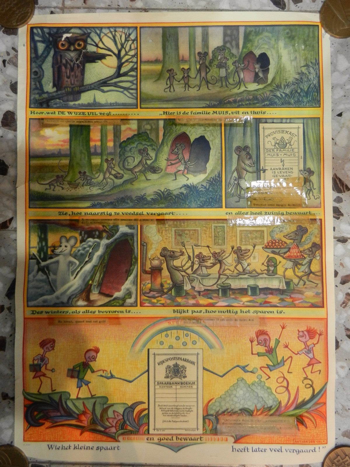 Germany vintage 1940 german   bank poster rijkspostspaarbank illustration kids #