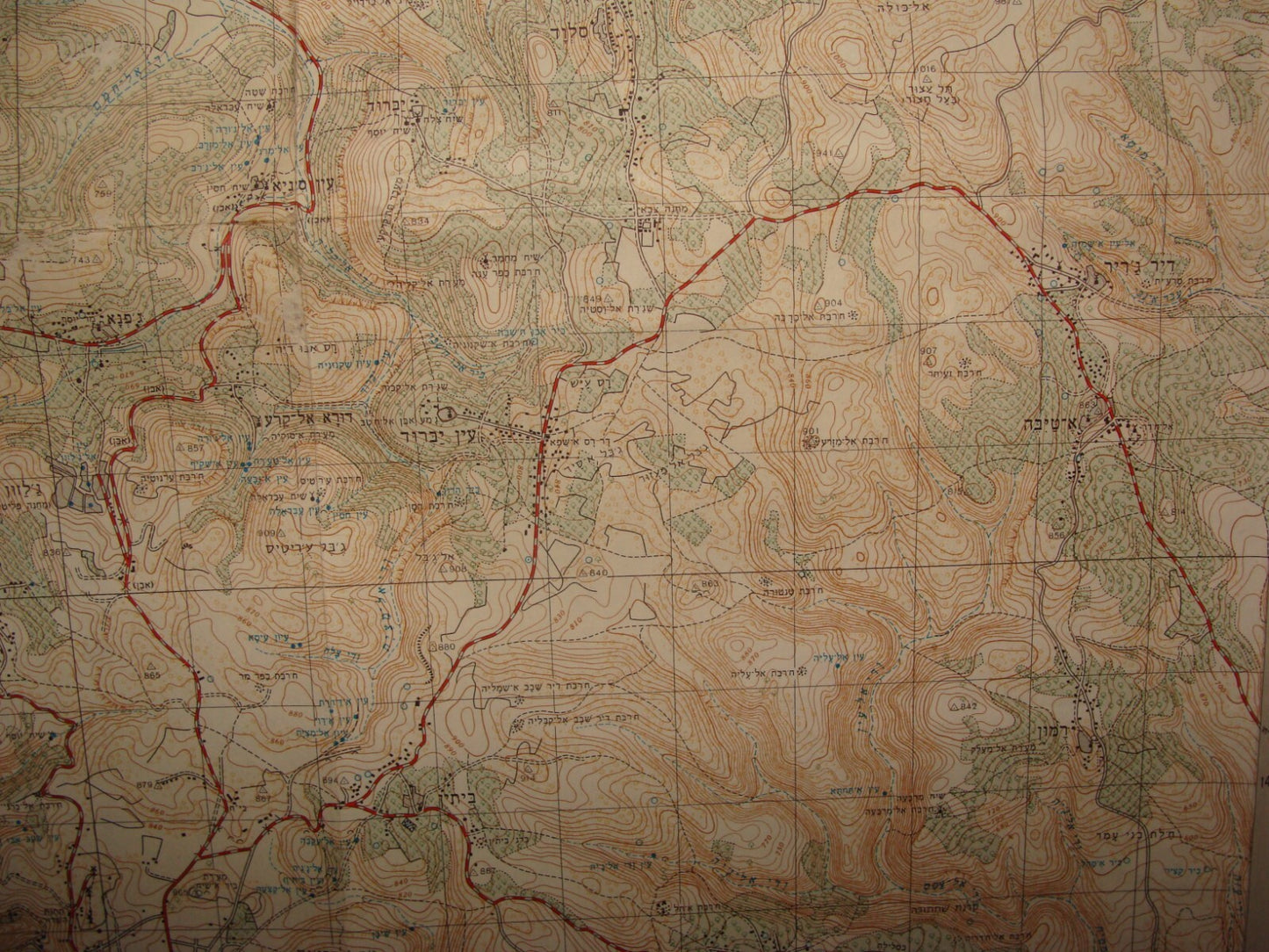 Map Palestine ISRAEL West Bank 1964 RAMALLAH Al Bira Area Arab Arabic Villages