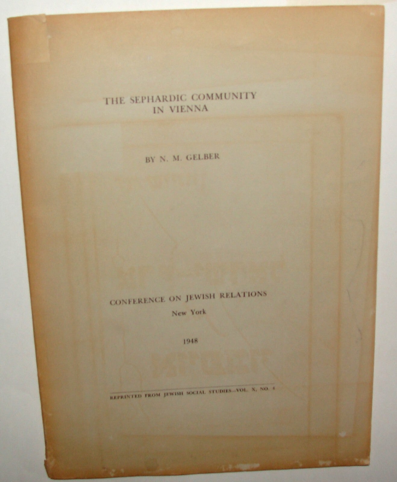 Booklet Jewish Judaica 1948 Sephardic Community in Vienna