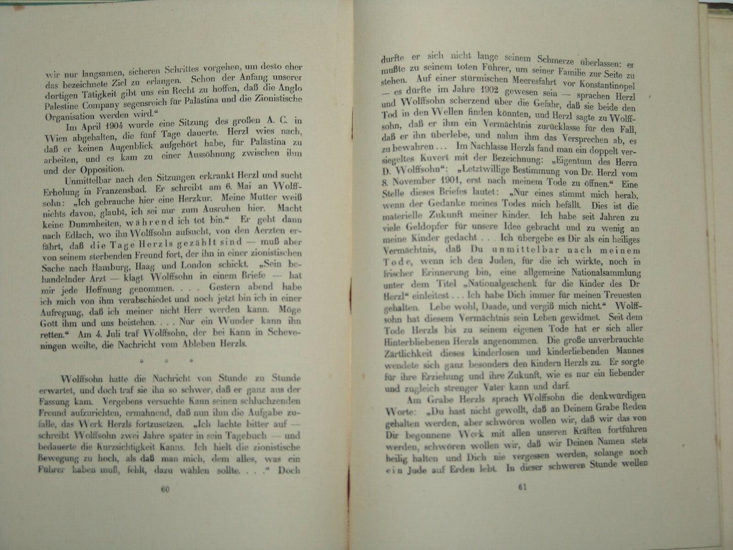 Book Jewish Judaica 1921 David Wolffsohn Herzl Zionism Zionist Congress German