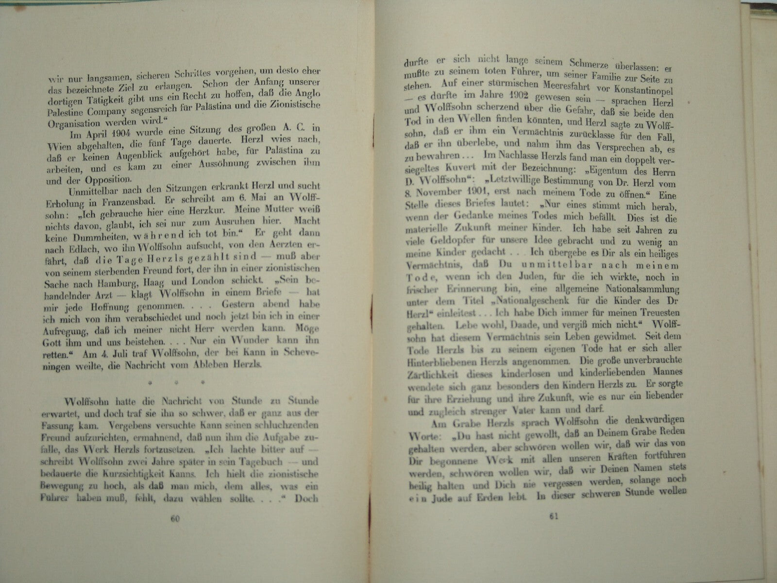 Book Jewish Judaica 1921 David Wolffsohn Herzl Zionism Zionist Congress German